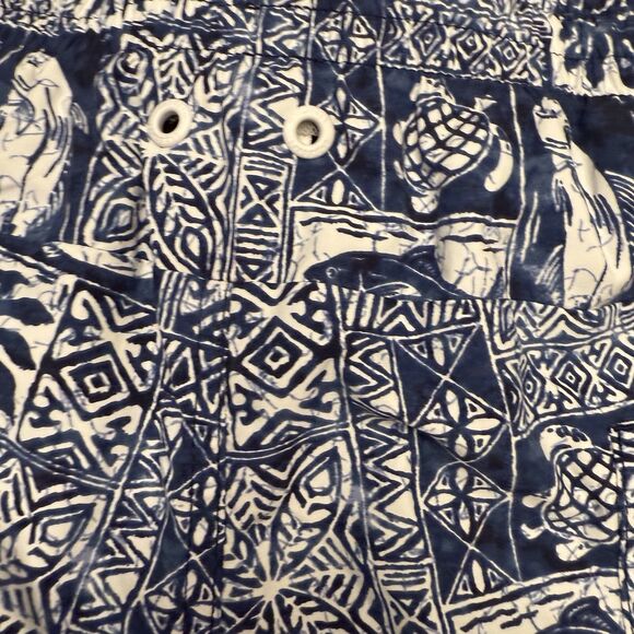 Lands’ End Mens 9” Volley Swim Trunks Shorts Navy Fish Block Print Sz XL - Picture 9 of 13